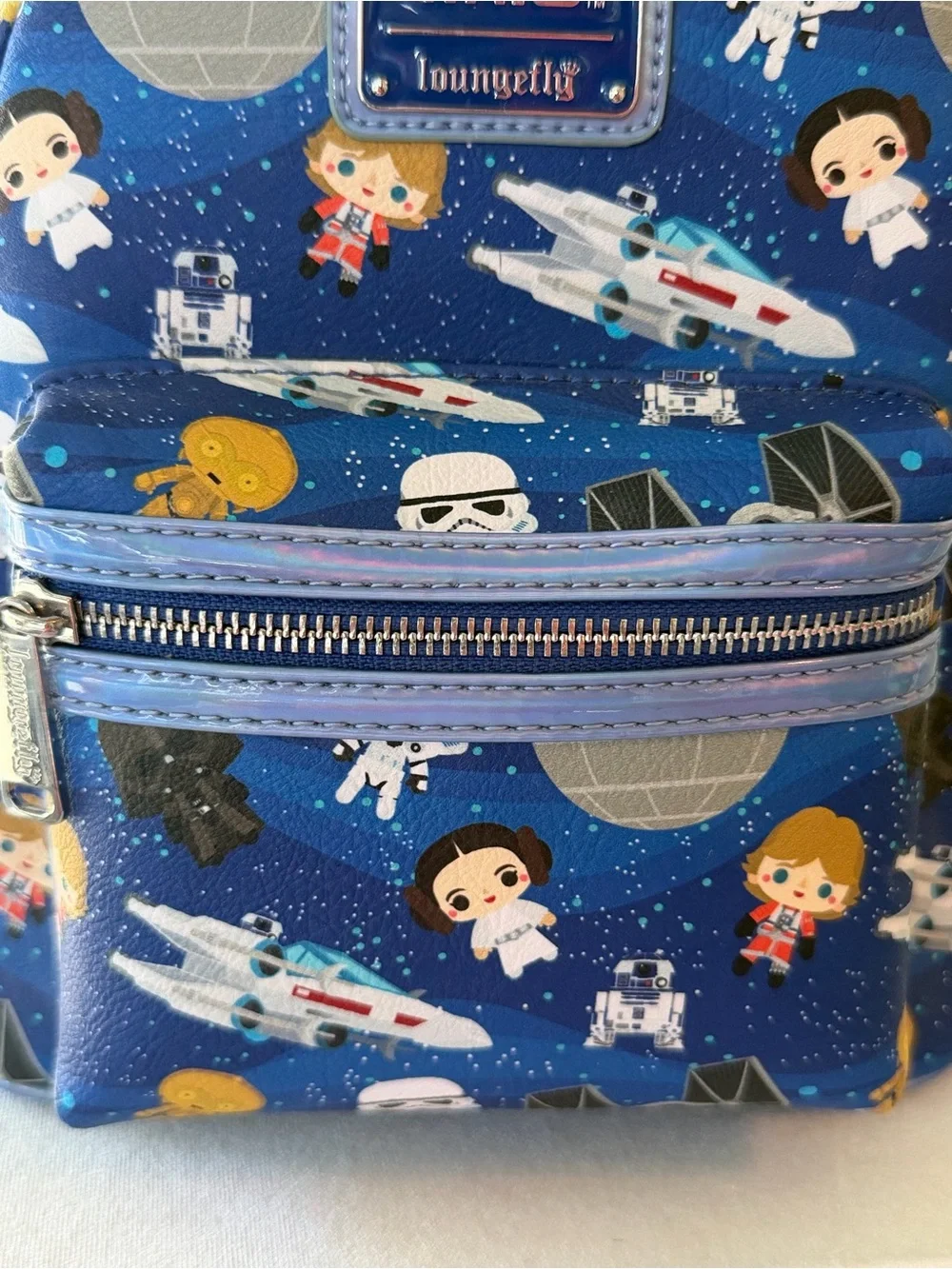 Loungefly Star Wars Blue Character Mini Backpack with Multicolor Accents